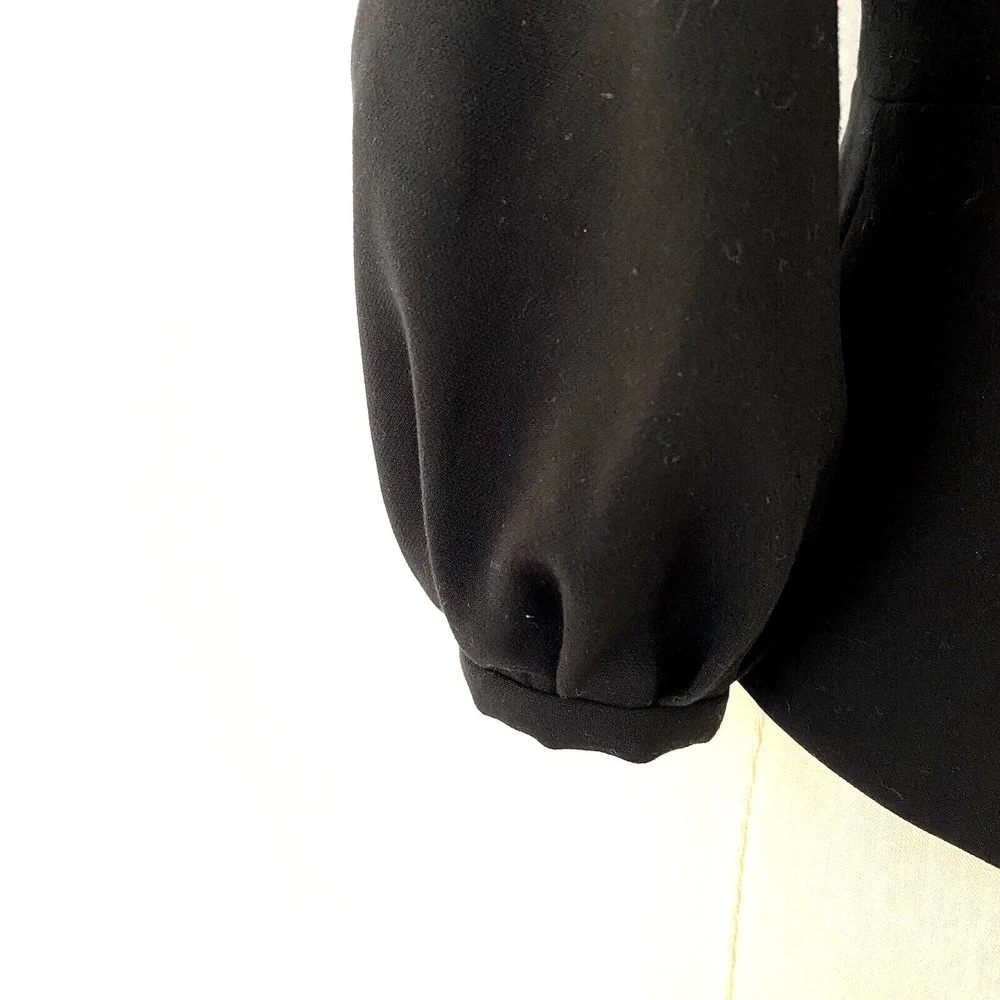 CAbi Abbott Jacket Blazer #3027 Puff Statement Sleeve Button Front Black Sz 4 - Picture 7 of 12